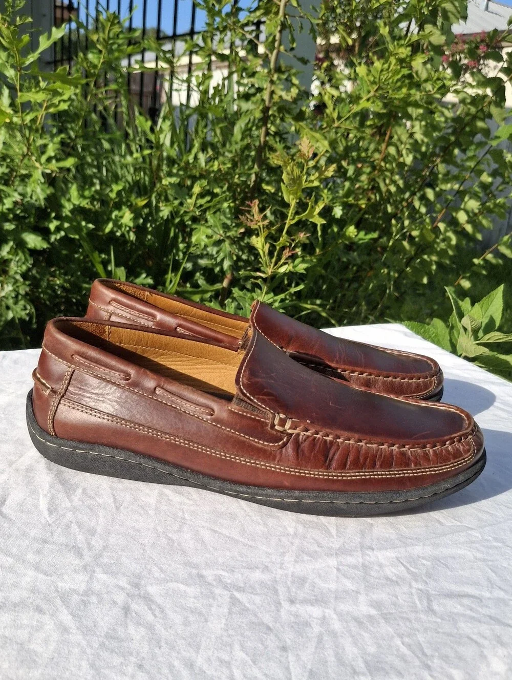 Johnston & Murphy Fowler Venetian Driving Loafers In Oiled Mahogany Leather 9.5